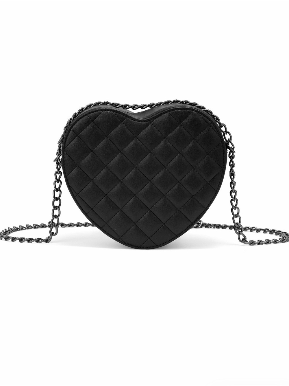 Valentino Orlandi Heart Shaped Black Quilted Bag with Gunmetal Chain - Picture 4 of 7